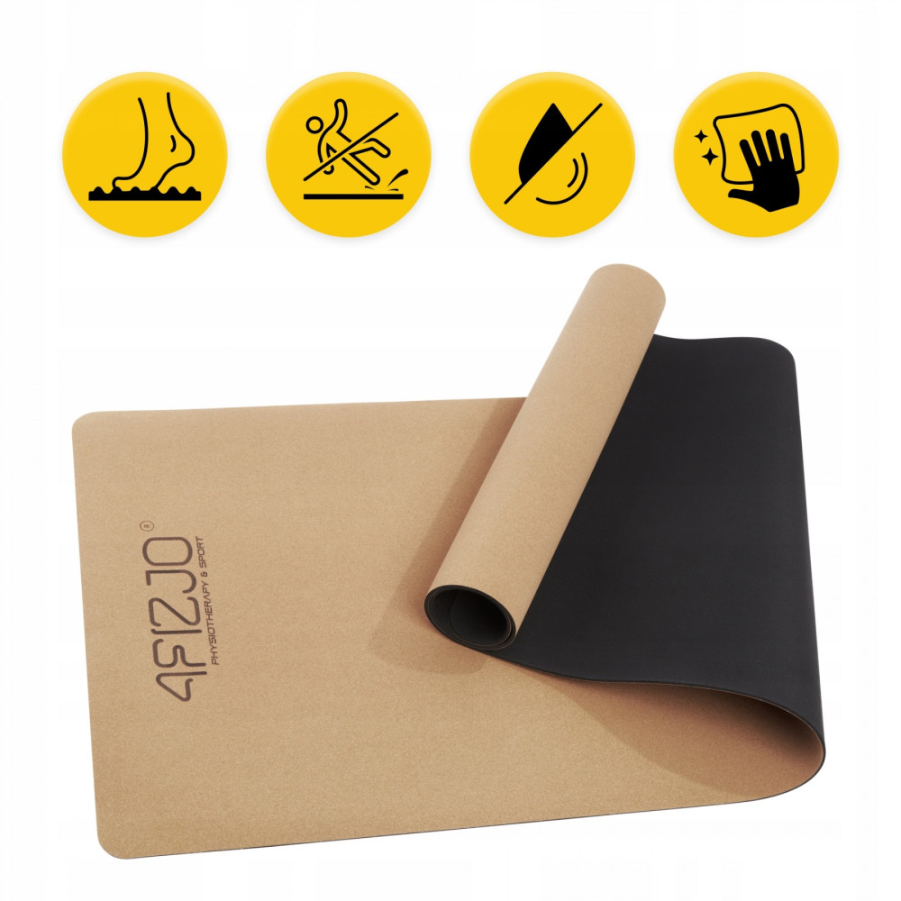 Килимок (мат) спортивний 4FIZJO Cork 183 x 61 x 0.4 см для йоги та фітнесу 4FJ0590 (P-5907739319562)