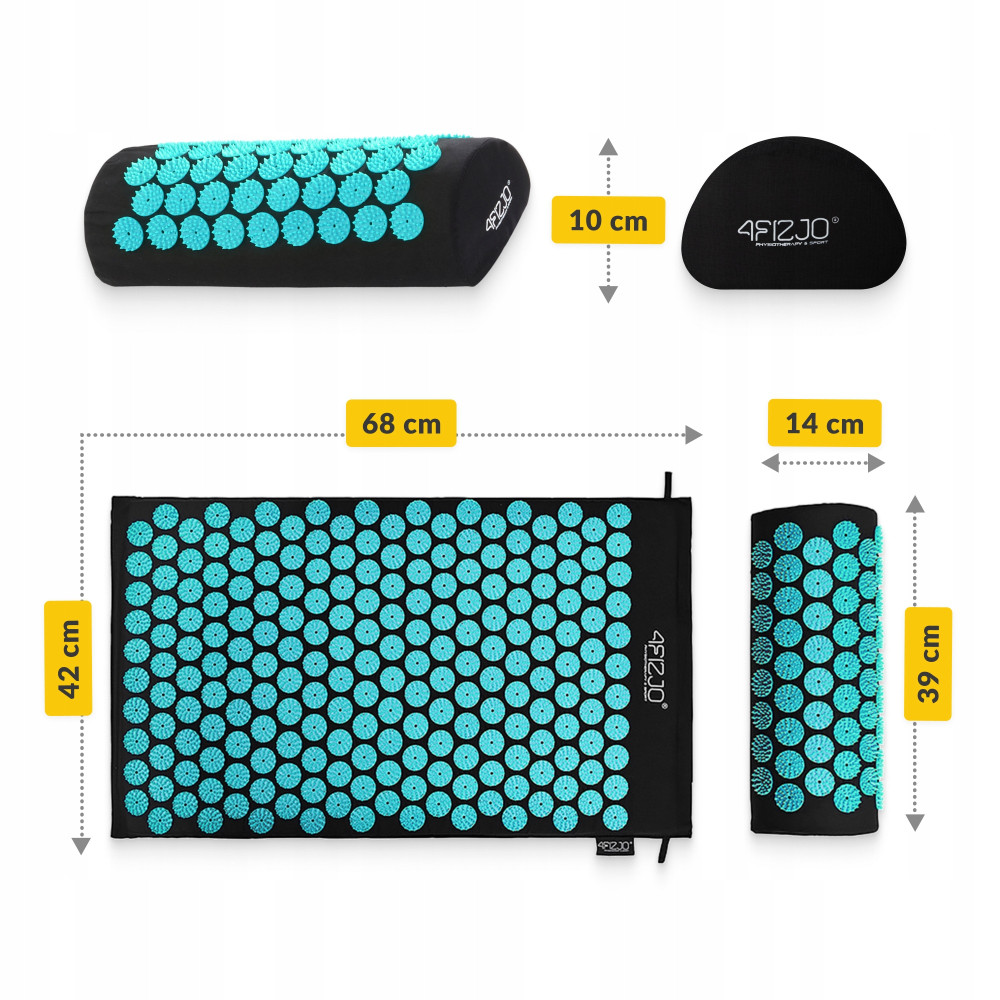 Коврик акупунктурный с валиком 4FIZJO Classic Mat Аппликатор Кузнецова Black/Blue (P-5905973402385)