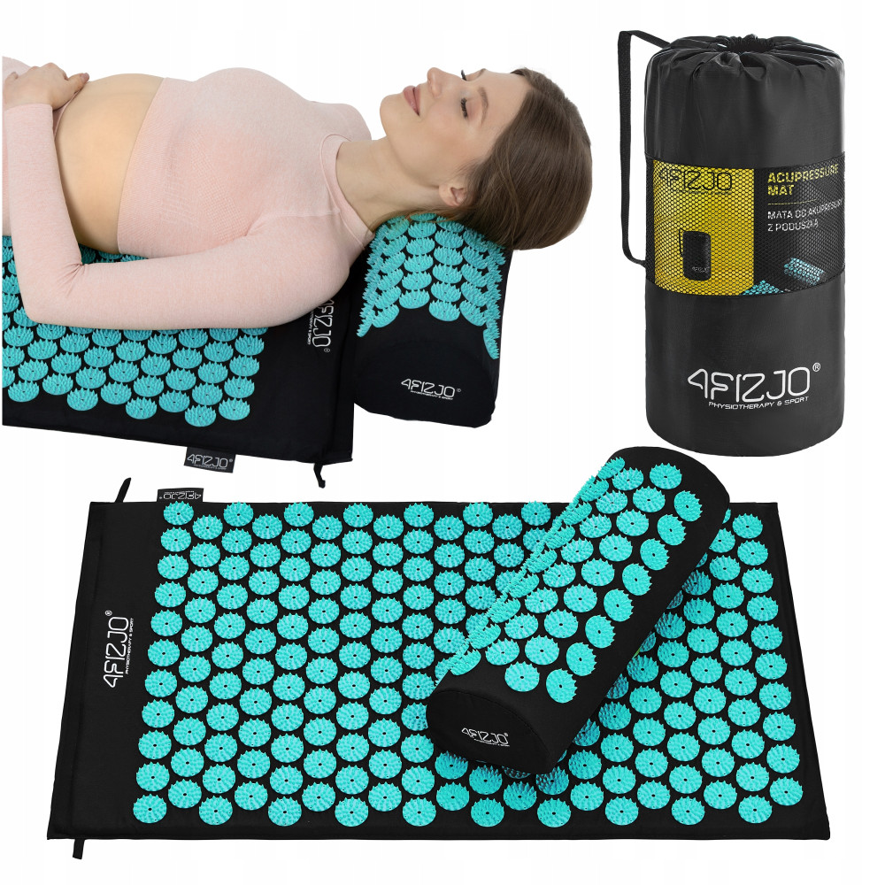 Коврик акупунктурный с валиком 4FIZJO Classic Mat Аппликатор Кузнецова Black/Blue (P-5905973402385)