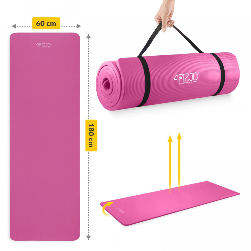 Килимок (мат) спортивний 4FIZJO NBR 180 x 60 x 1.5 см для йоги та фітнесу Pink (P-5905973405669)
