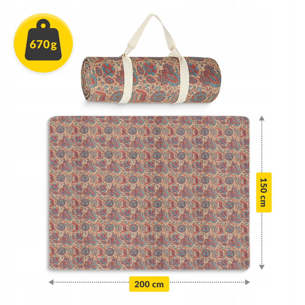 Килимок для пікніка та кемпінгу 4FIZJO 200 x 150 см складний (P-5905973405720)