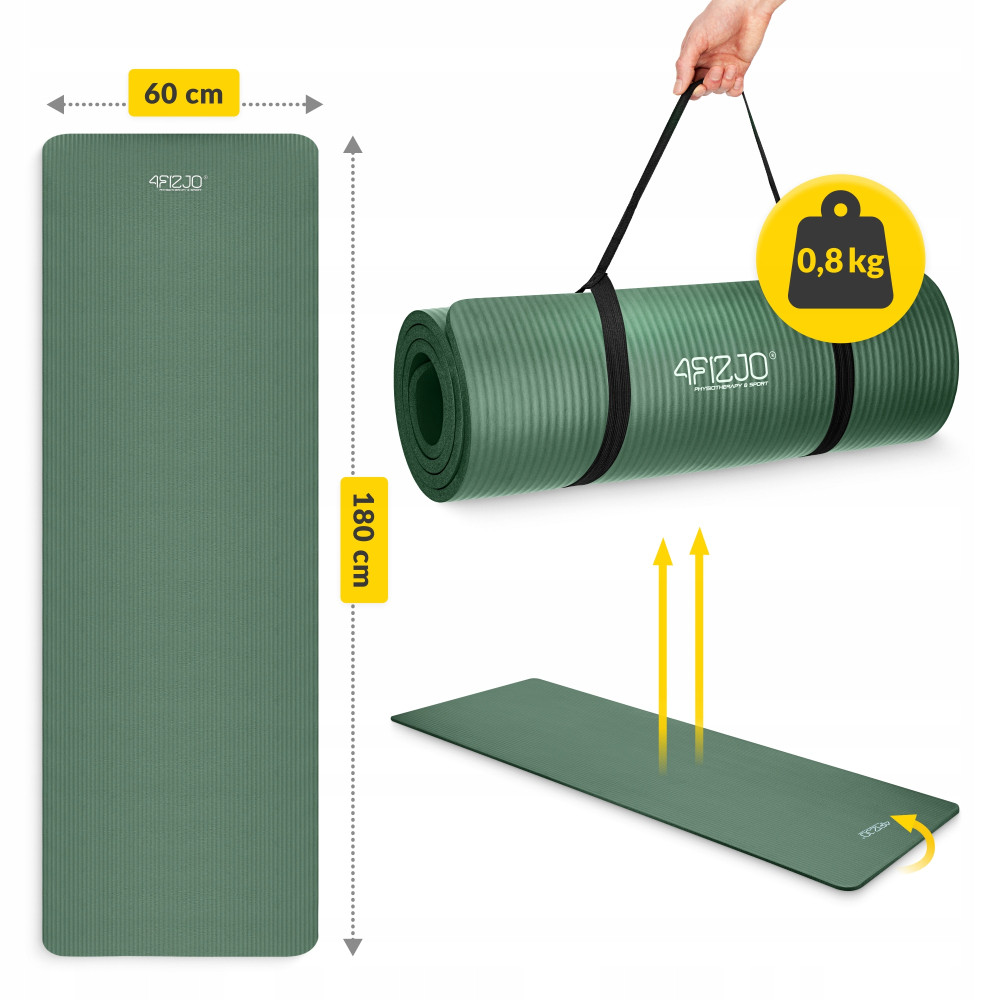 Килимок (мат) спортивний 4FIZJO NBR 180 x 60 x 1 см для йоги та фітнесу Navy Green (P-5905973406680)