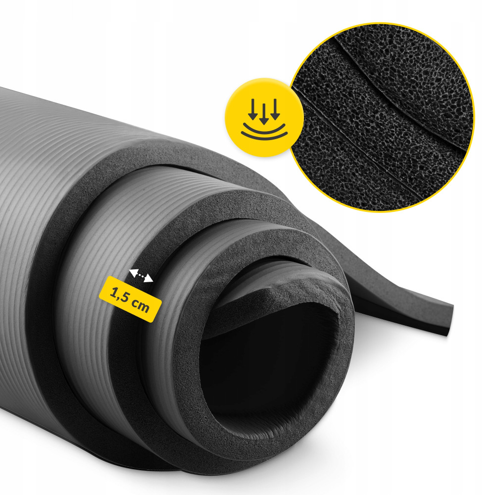 Коврик (мат) спортивный 4FIZJO NBR 190 x 100 x 1.5 см для йоги и фитнеса Black (P-5905973407120)