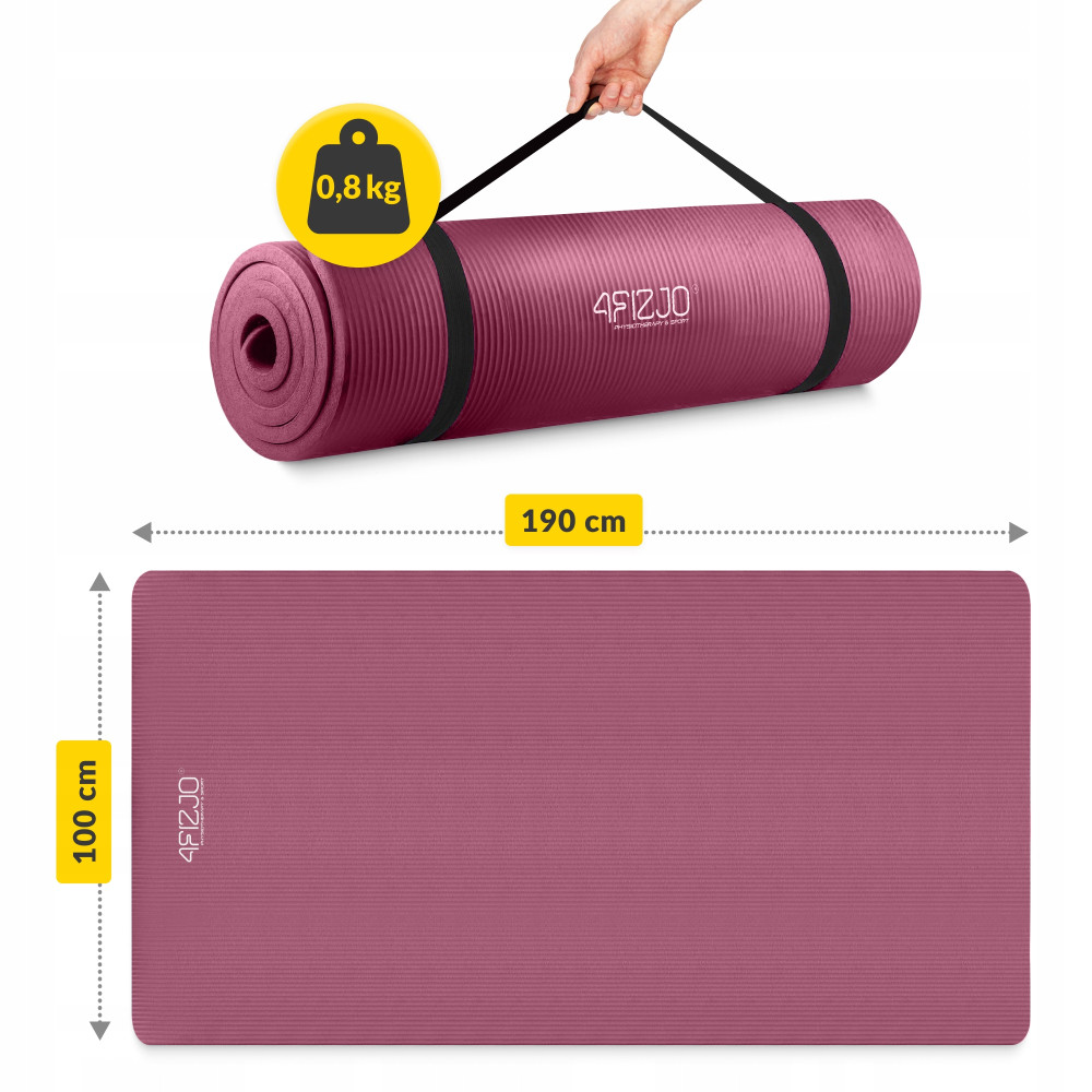 Коврик (мат) спортивный 4FIZJO NBR 190 x 100 x 1.5 см для йоги и фитнеса Burgundy (P-5905973407144)