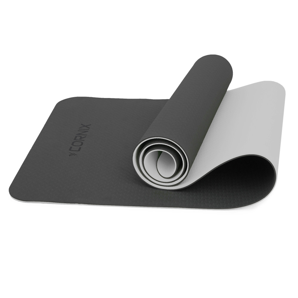 Килимок спортивний Cornix TPE 183 x 61 x 0.6 см для йоги та фітнесу XR-0349 Black/Grey