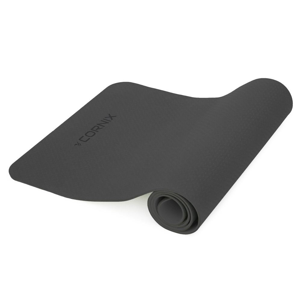Килимок спортивний Cornix TPE 183 x 61 x 0.6 см для йоги та фітнесу XR-0350 Black