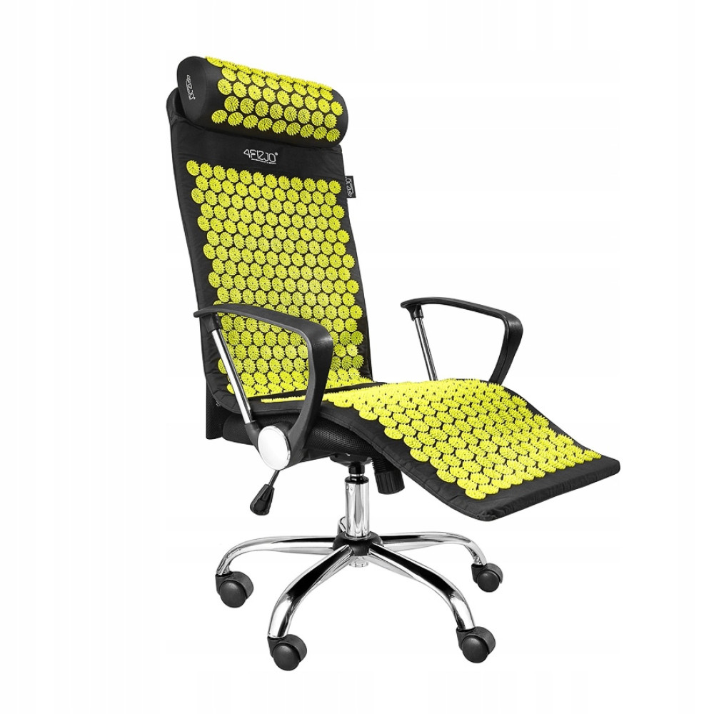 Килимок акупунктурний 4FIZJO Аплікатор Кузнєцова з валиком 128 x 48 см Black/Yellow 4FJ0087