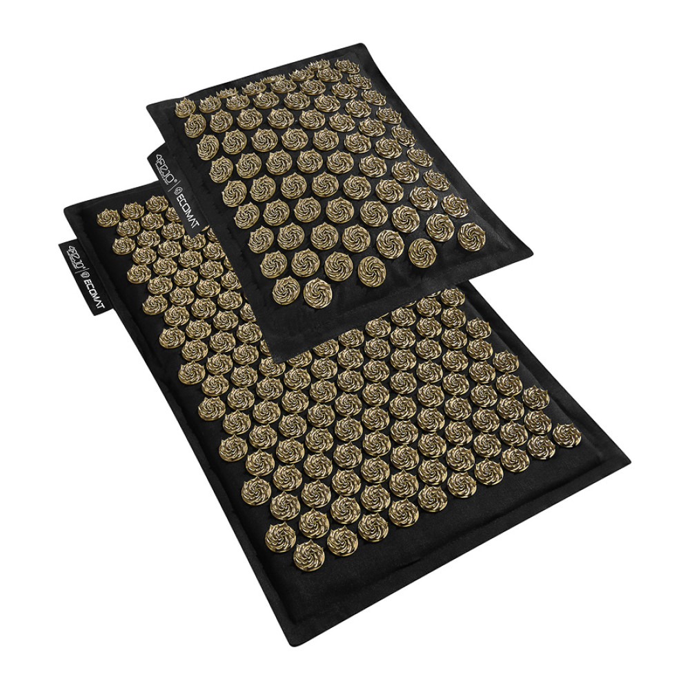 Килимок акупунктурний 4FIZJO Eco Mat Аплікатор Кузнєцова з подушкою 68 x 42 см Black/Gold 4FJ0179 (P-5907739311566)