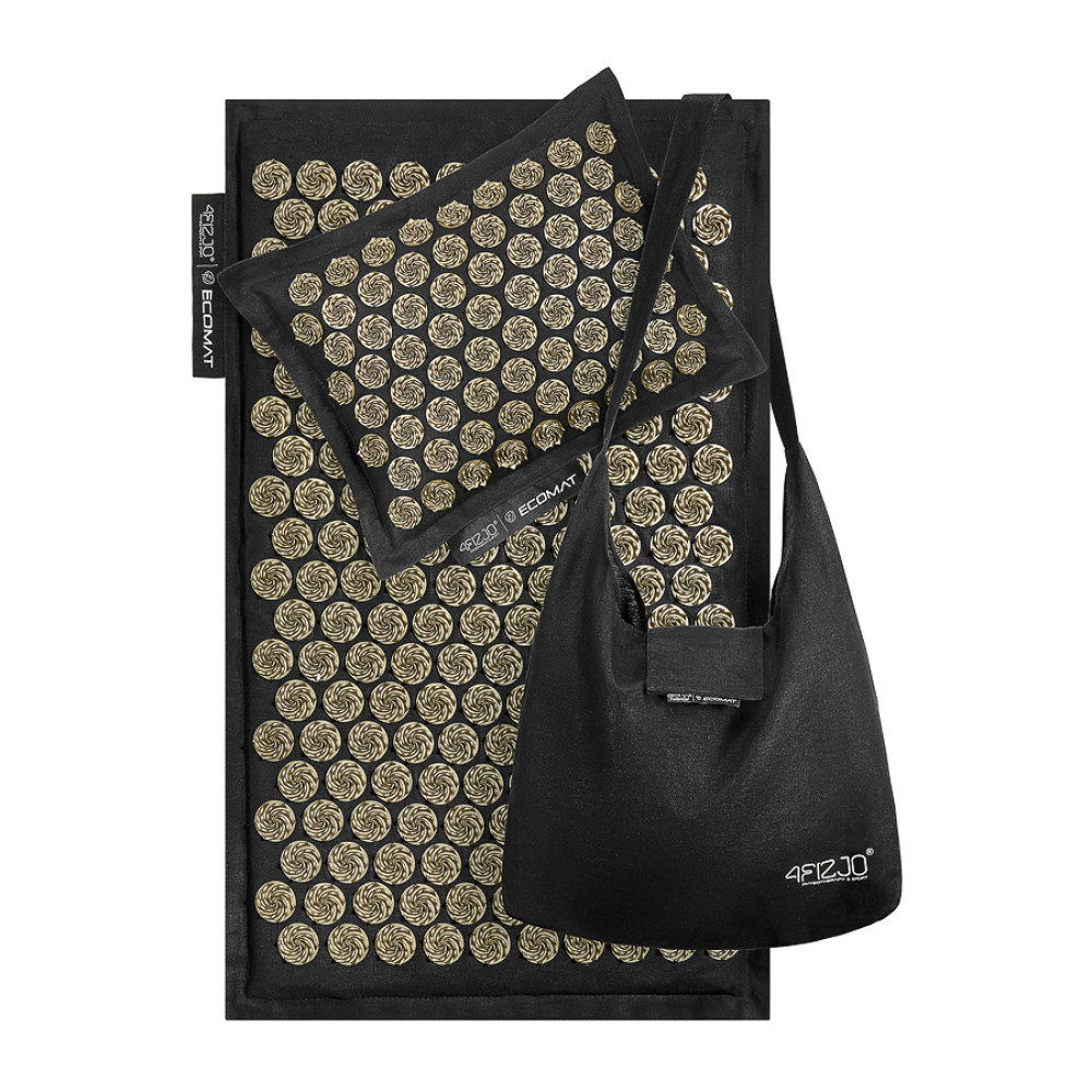 Килимок акупунктурний 4FIZJO Eco Mat Аплікатор Кузнєцова з подушкою 68 x 42 см Black/Gold 4FJ0179 (P-5907739311566)