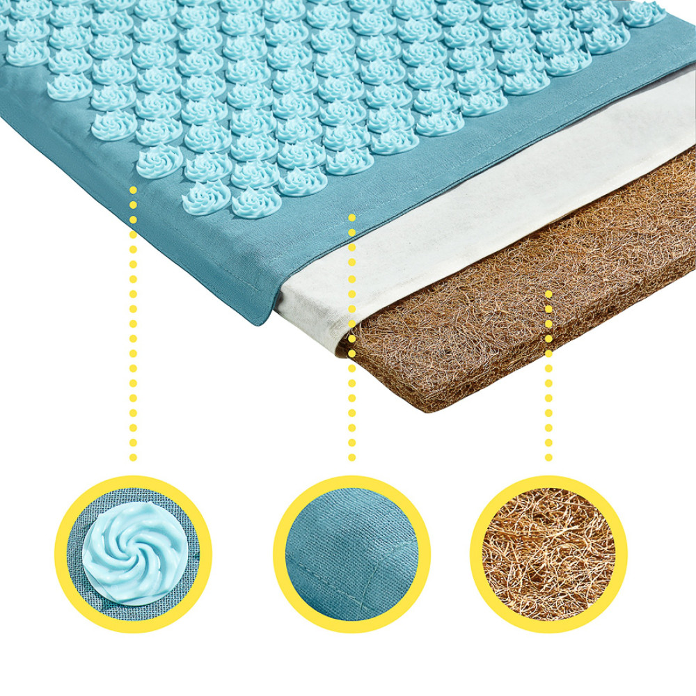Килимок акупунктурний 4FIZJO Eco Mat Аплікатор Кузнєцова з подушкою 68 x 42 см Turquoise/Turquoise 4FJ0180