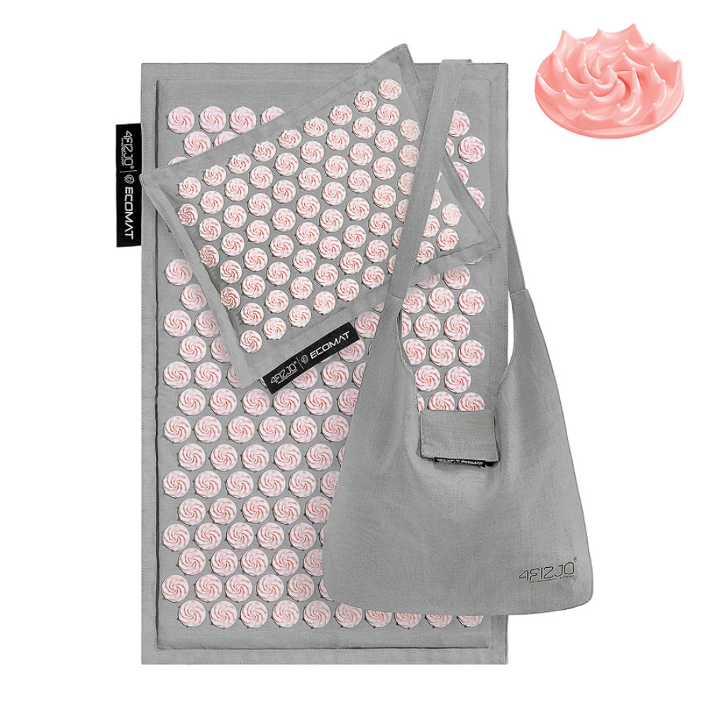 Килимок акупунктурний 4FIZJO Eco Mat Аплікатор Кузнєцова з подушкою 68 x 42 см Grey/Pink 4FJ0228 (P-5907739312174)