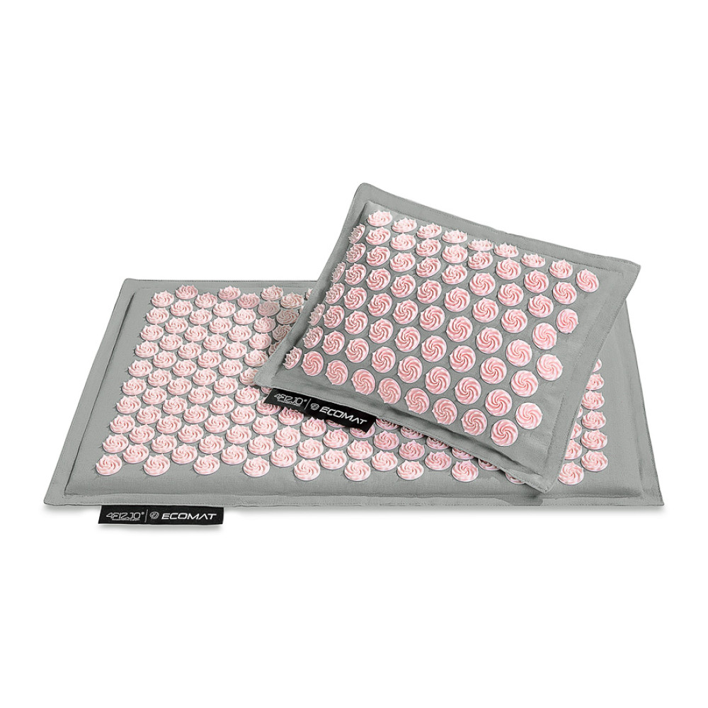 Килимок акупунктурний 4FIZJO Eco Mat Аплікатор Кузнєцова з подушкою 68 x 42 см Grey/Pink 4FJ0228 (P-5907739312174)