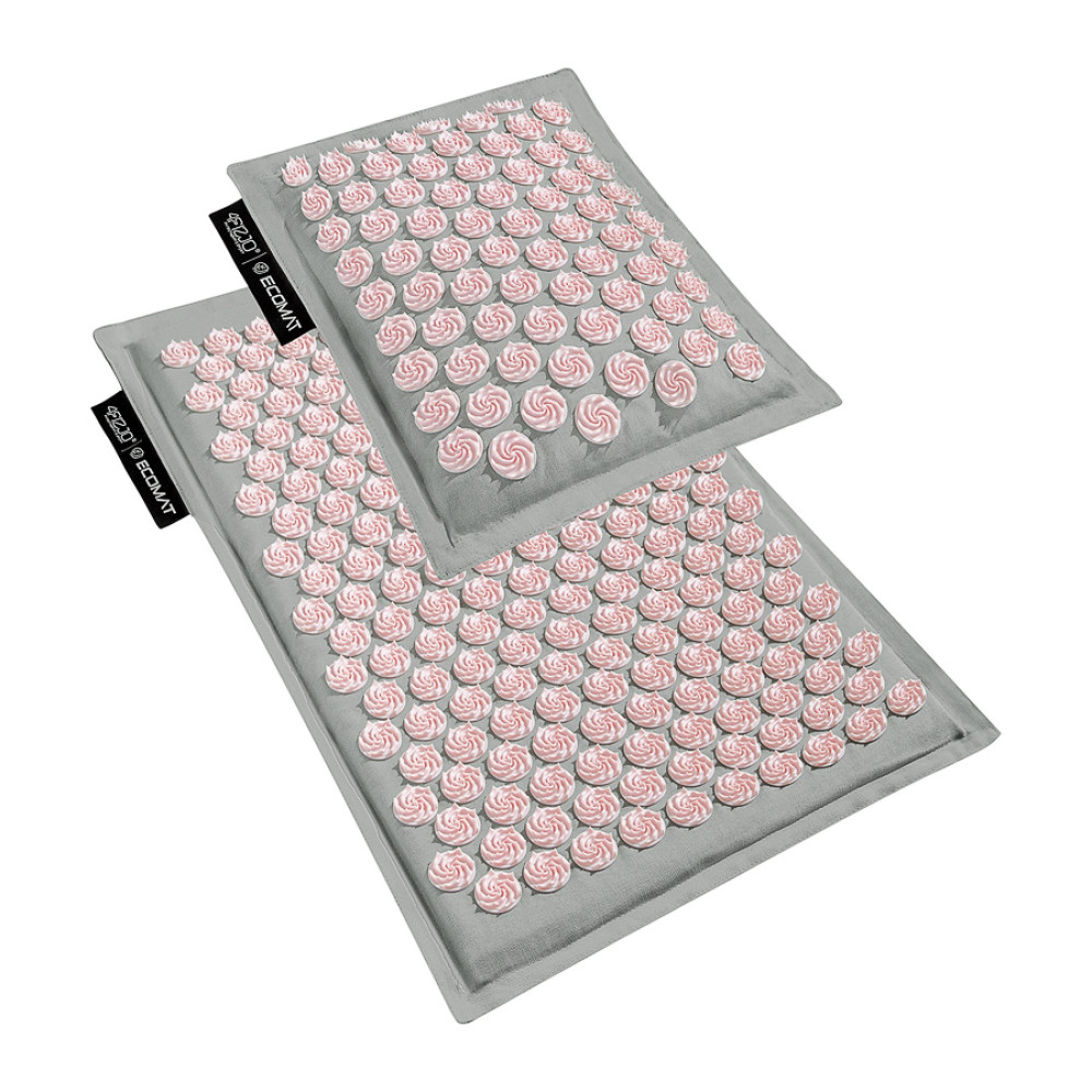 Килимок акупунктурний 4FIZJO Eco Mat Аплікатор Кузнєцова з подушкою 68 x 42 см Grey/Pink 4FJ0228 (P-5907739312174)
