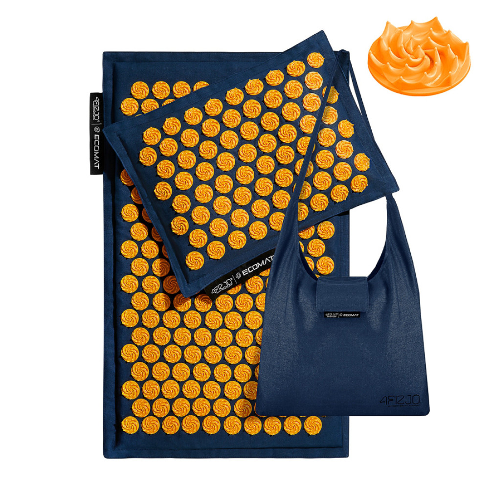Килимок акупунктурний 4FIZJO Eco Mat Аплікатор Кузнєцова з подушкою 68 x 42 см Navy Blue/Orange 4FJ0229 (P-5907739312143)