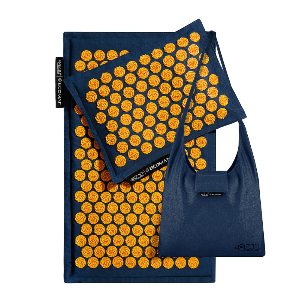 Килимок акупунктурний 4FIZJO Eco Mat Аплікатор Кузнєцова з подушкою 68 x 42 см Navy Blue/Orange 4FJ0229 (P-5907739312143)