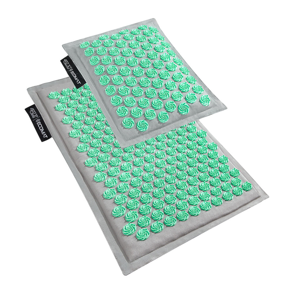 Килимок акупунктурний 4FIZJO Eco Mat Аплікатор Кузнєцова з подушкою 68 x 42 см Grey/Mint 4FJ0230 (P-5907739312181)