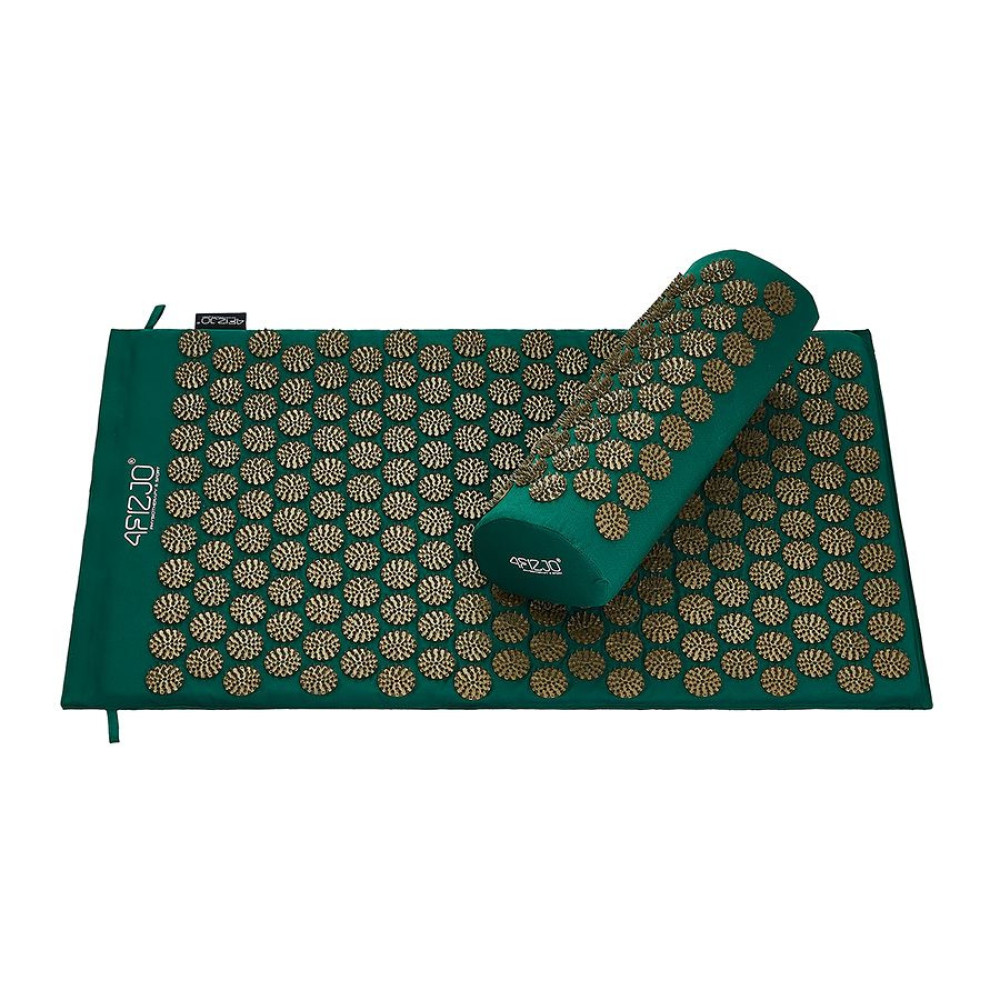 Килимок акупунктурний 4FIZJO Аплікатор Кузнєцова 72 x 42 см з валиком Navy Green/Gold 4FJ0286 (P-5907739313300)