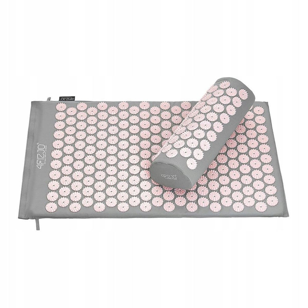 Килимок акупунктурний 4FIZJO Аплікатор Кузнєцова з валиком 72 x 42 см Grey/Pink 4FJ0287 (P-5907739313287)