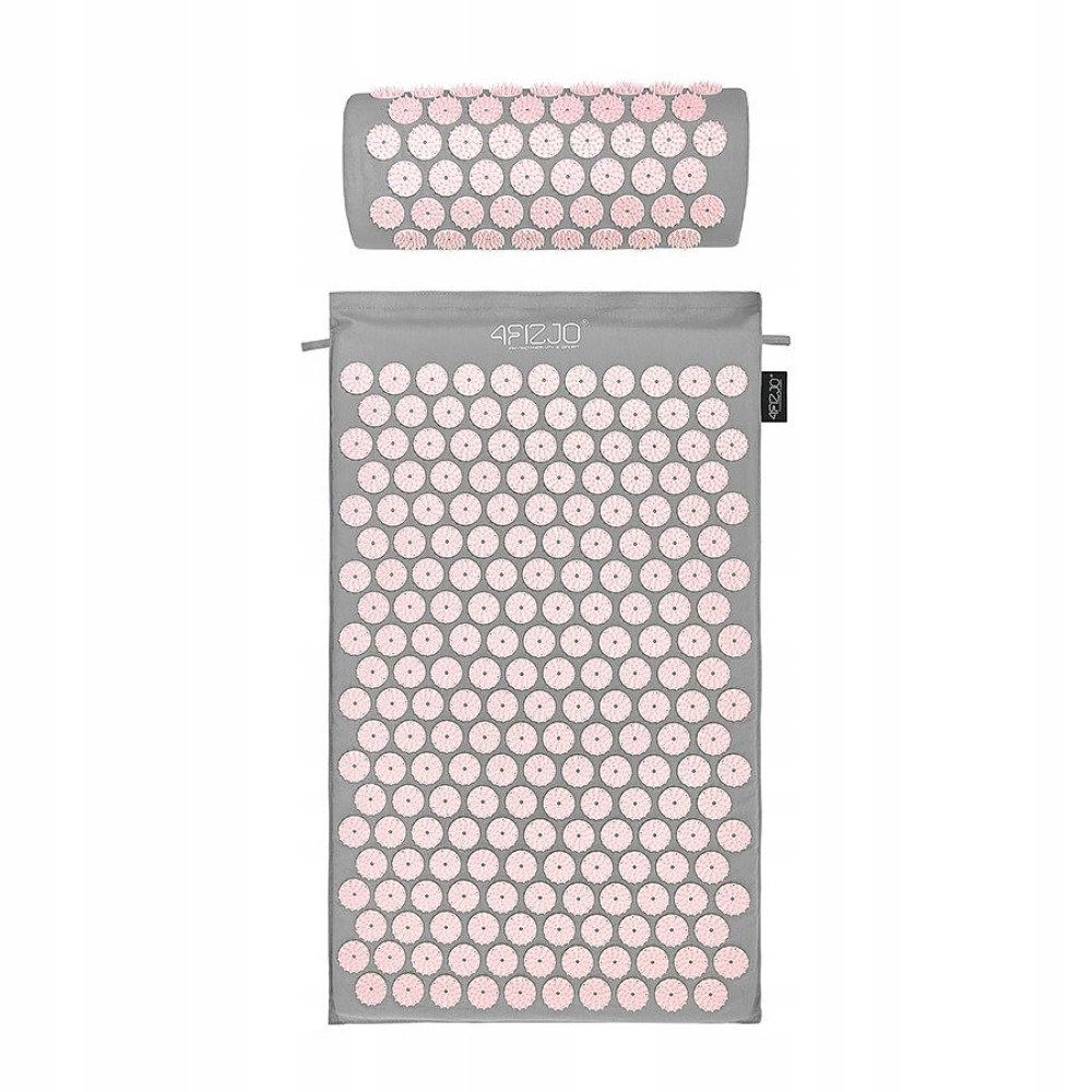 Килимок акупунктурний 4FIZJO Аплікатор Кузнєцова з валиком 72 x 42 см Grey/Pink 4FJ0287 (P-5907739313287)