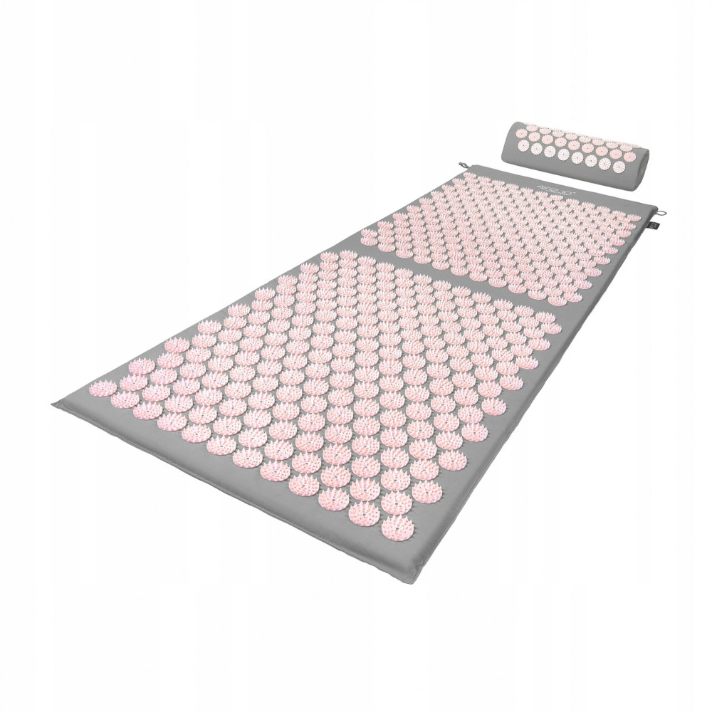 Килимок акупунктурний 4FIZJO Аплікатор Кузнєцова з валиком 128 x 48 см Grey/Pink 4FJ0288 (P-5907739313294)