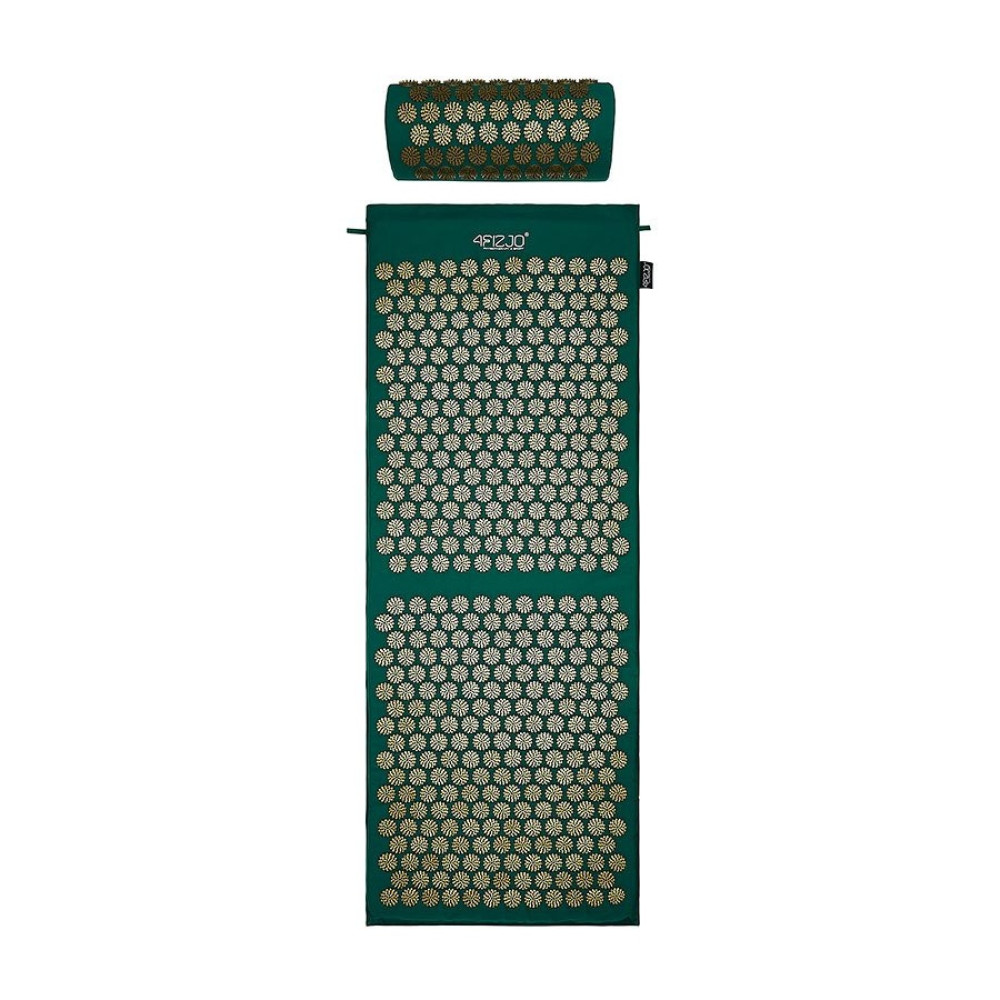 Килимок акупунктурний 4FIZJO Аплікатор Кузнєцова з валиком 128 x 48 см Navy Green/Gold 4FJ0289 (P-5907739313317)