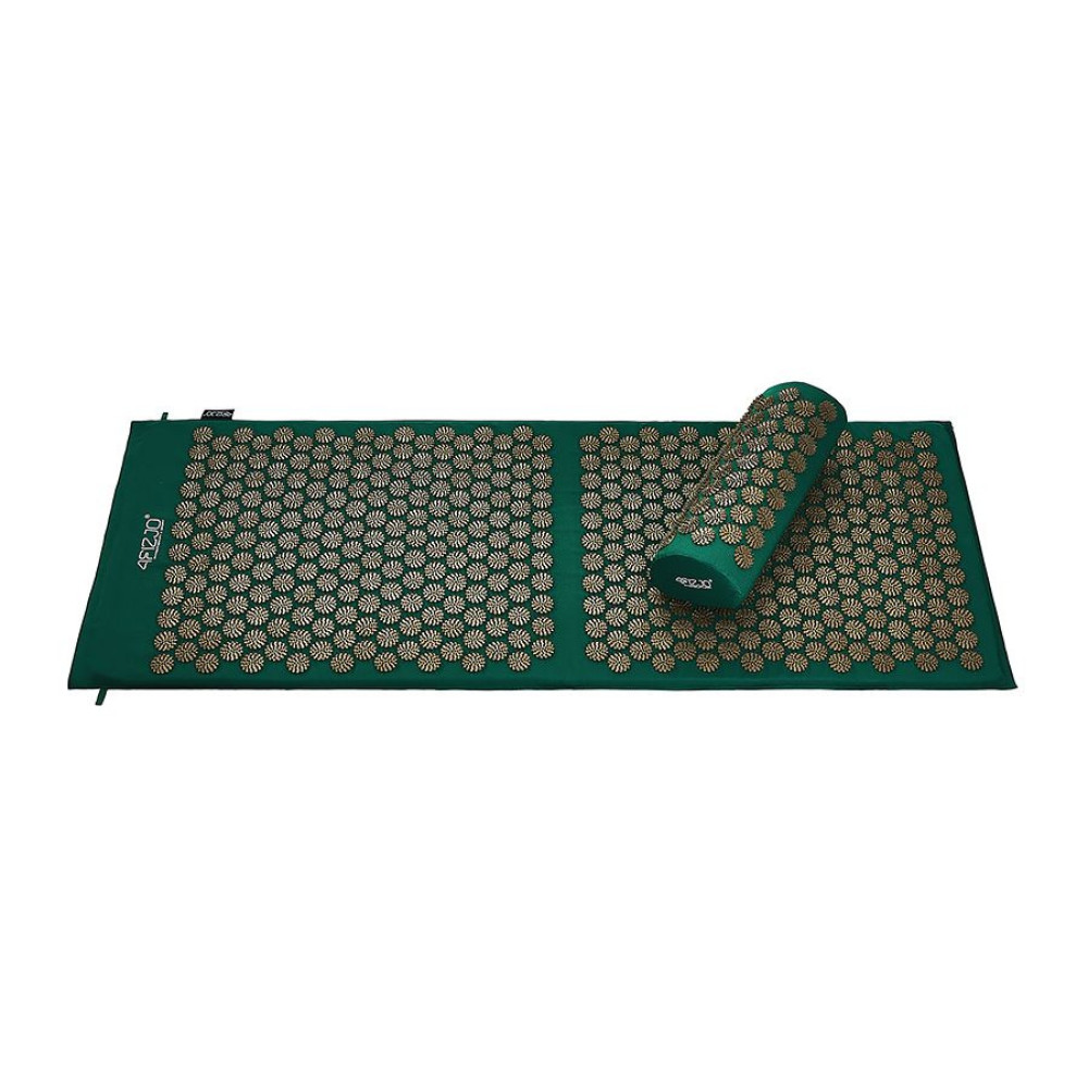Килимок акупунктурний 4FIZJO Аплікатор Кузнєцова з валиком 128 x 48 см Navy Green/Gold 4FJ0289 (P-5907739313317)