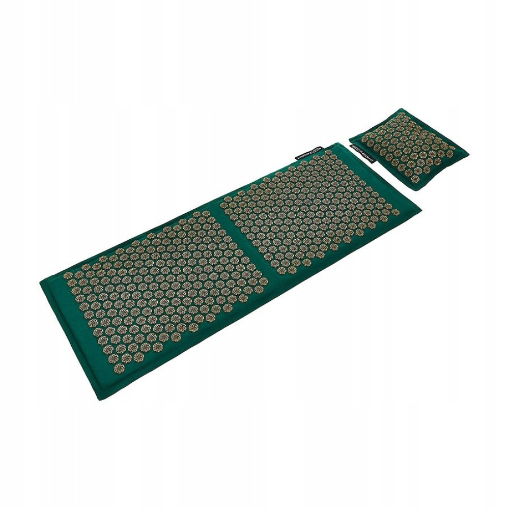 Килимок акупунктурний 4FIZJO Eco Mat Аплікатор Кузнєцова з подушкою 130 x 50 см Navy Green/Gold 4FJ0290 (P-5907739313614)