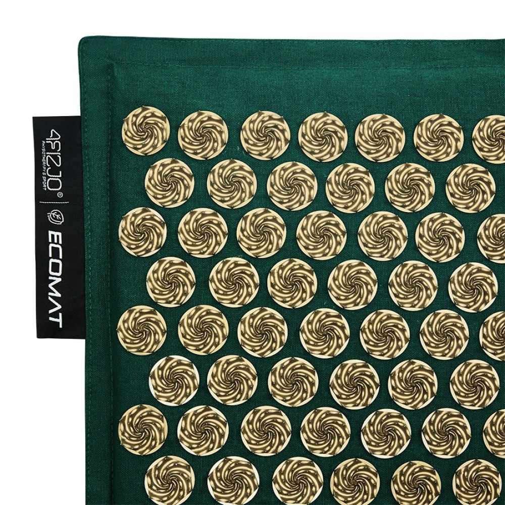 Килимок акупунктурний 4FIZJO Eco Mat Аплікатор Кузнєцова з подушкою 130 x 50 см Navy Green/Gold 4FJ0290 (P-5907739313614)