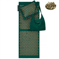 Килимок акупунктурний 4FIZJO Eco Mat Аплікатор Кузнєцова з подушкою 130 x 50 см Navy Green/Gold 4FJ0290 (P-5907739313614)