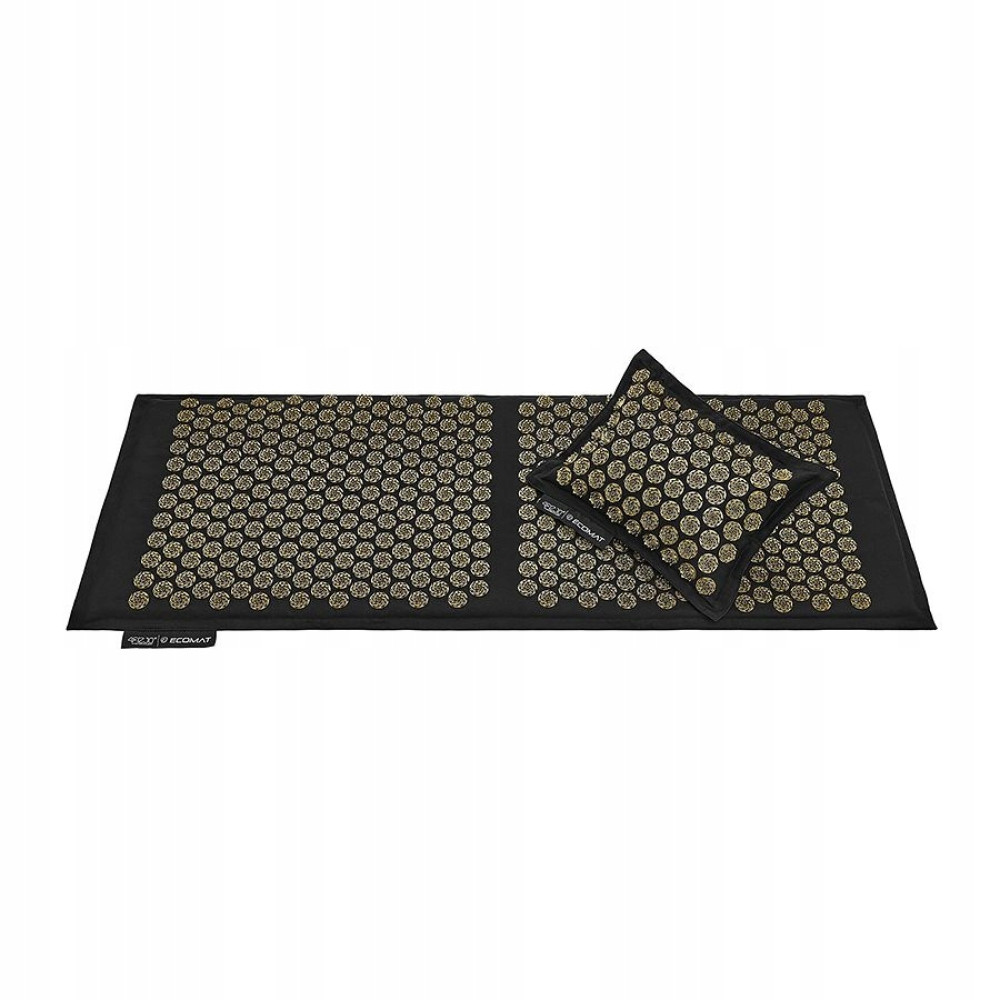 Килимок акупунктурний 4FIZJO Eco Mat Аплікатор Кузнєцова з подушкою 130 x 50 см Black/Gold 4FJ0291 (P-5907739313591)