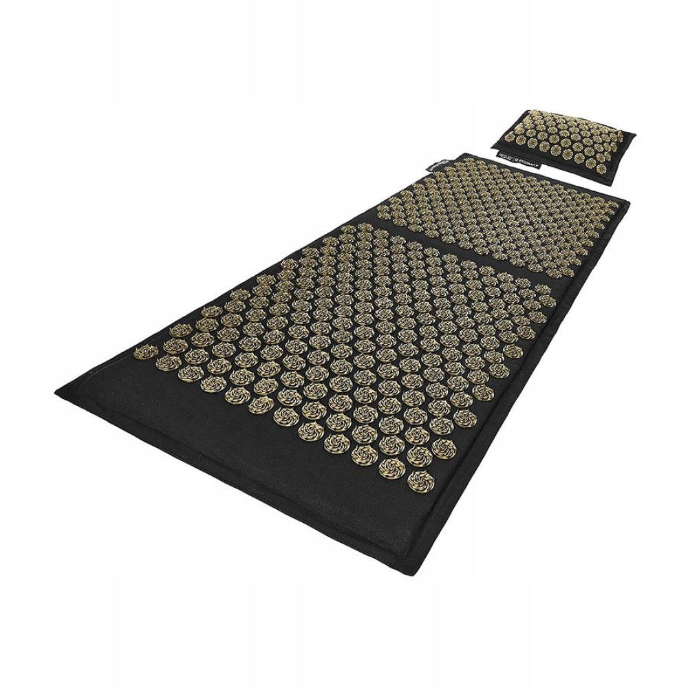 Килимок акупунктурний 4FIZJO Eco Mat Аплікатор Кузнєцова з подушкою 130 x 50 см Black/Gold 4FJ0291 (P-5907739313591)