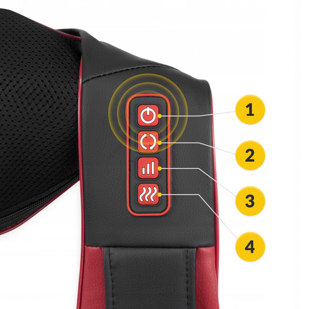Накидка-масажер 4FIZJO Shiatsu Pro+ для шиї та спини 4FJ0565 Black/Red (P-5907739319074)