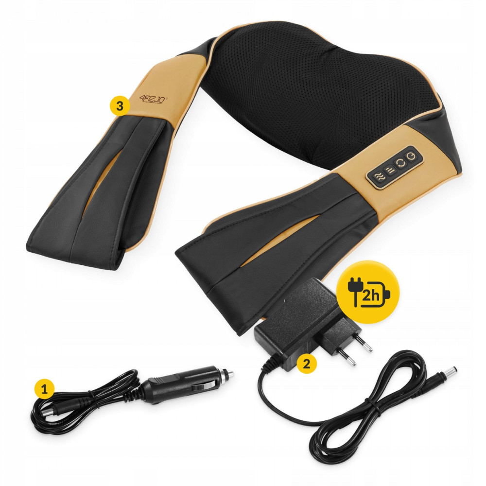 Накидка-масажер 4FIZJO Shiatsu Ultra+ для шиї та спини, акумуляторна 4FJ0566 Black/Gold (P-5907739319081)