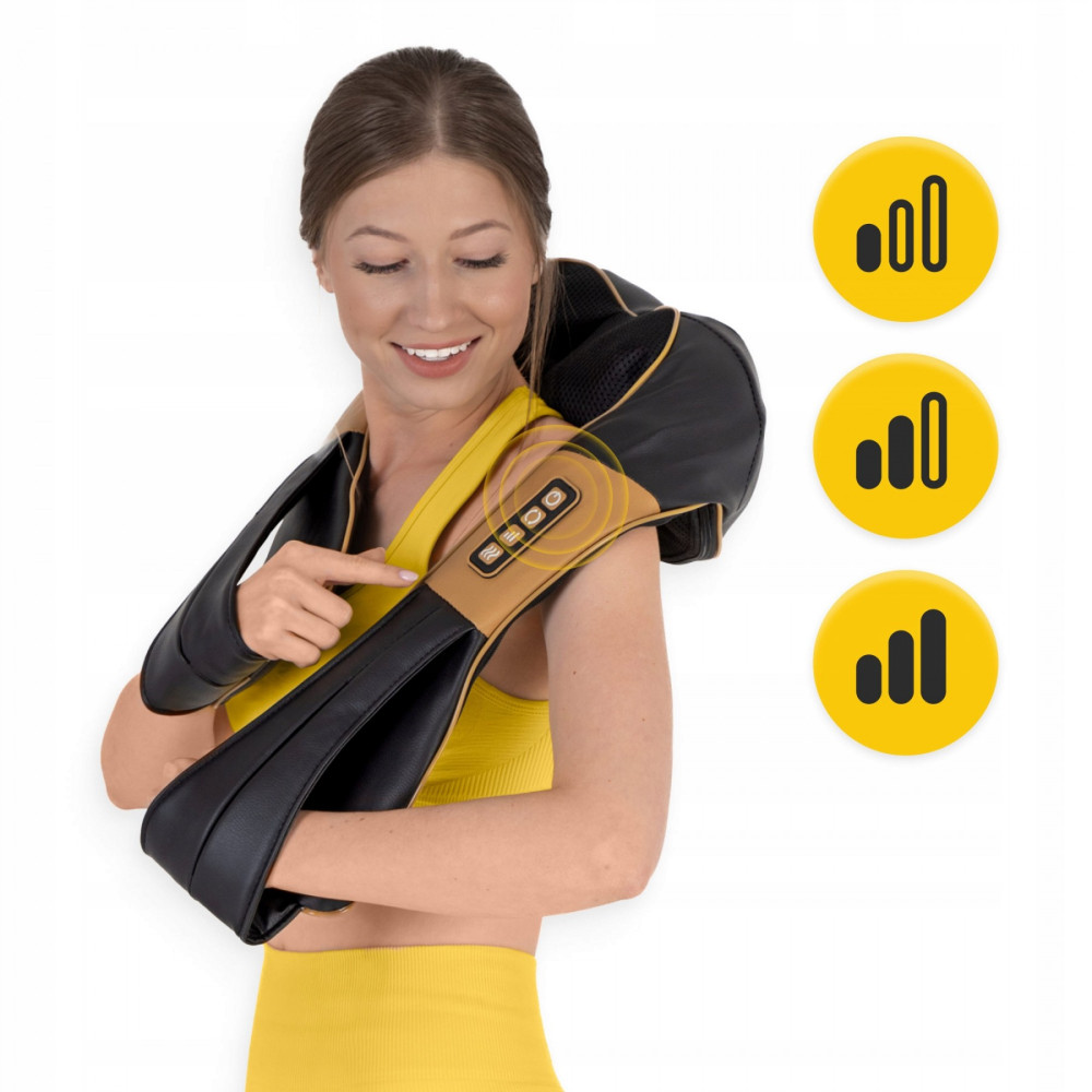 Накидка-масажер 4FIZJO Shiatsu Ultra+ для шиї та спини, акумуляторна 4FJ0566 Black/Gold (P-5907739319081)