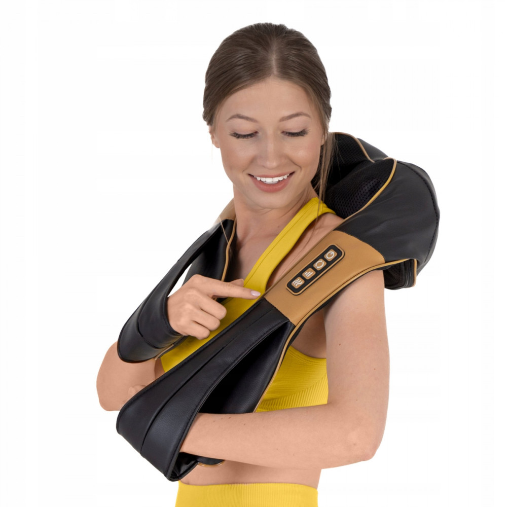 Накидка-масажер 4FIZJO Shiatsu Ultra+ для шиї та спини, акумуляторна 4FJ0566 Black/Gold (P-5907739319081)