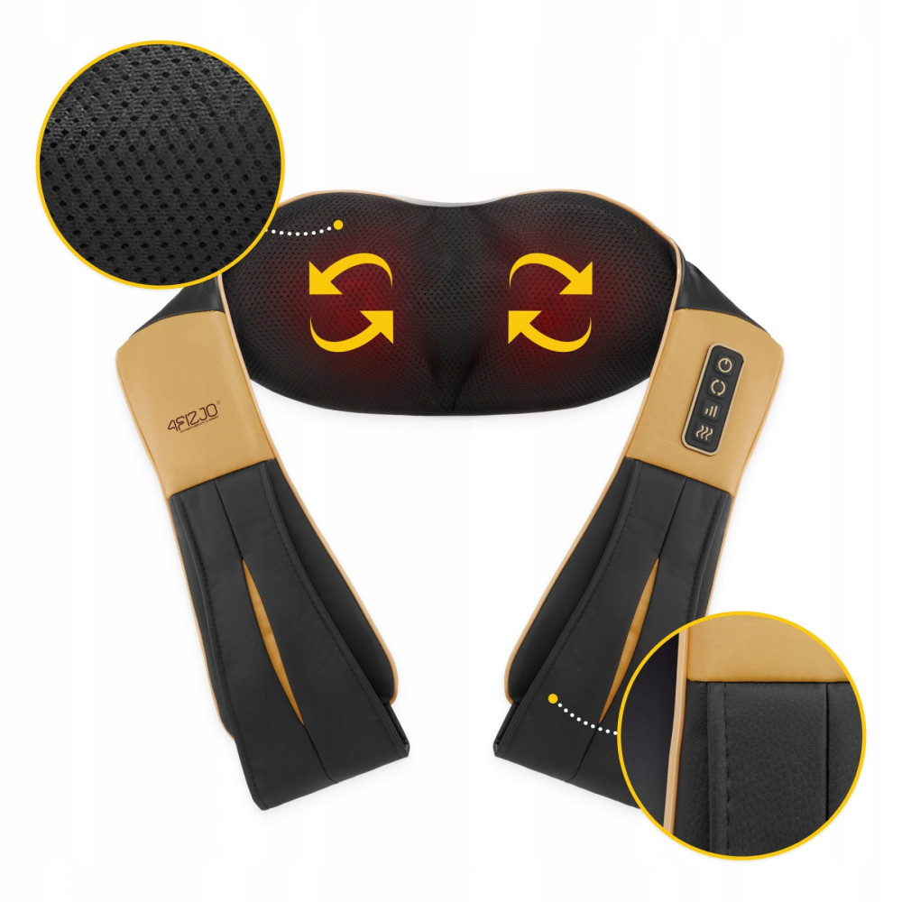 Накидка-масажер 4FIZJO Shiatsu Ultra+ для шиї та спини, акумуляторна 4FJ0566 Black/Gold (P-5907739319081)