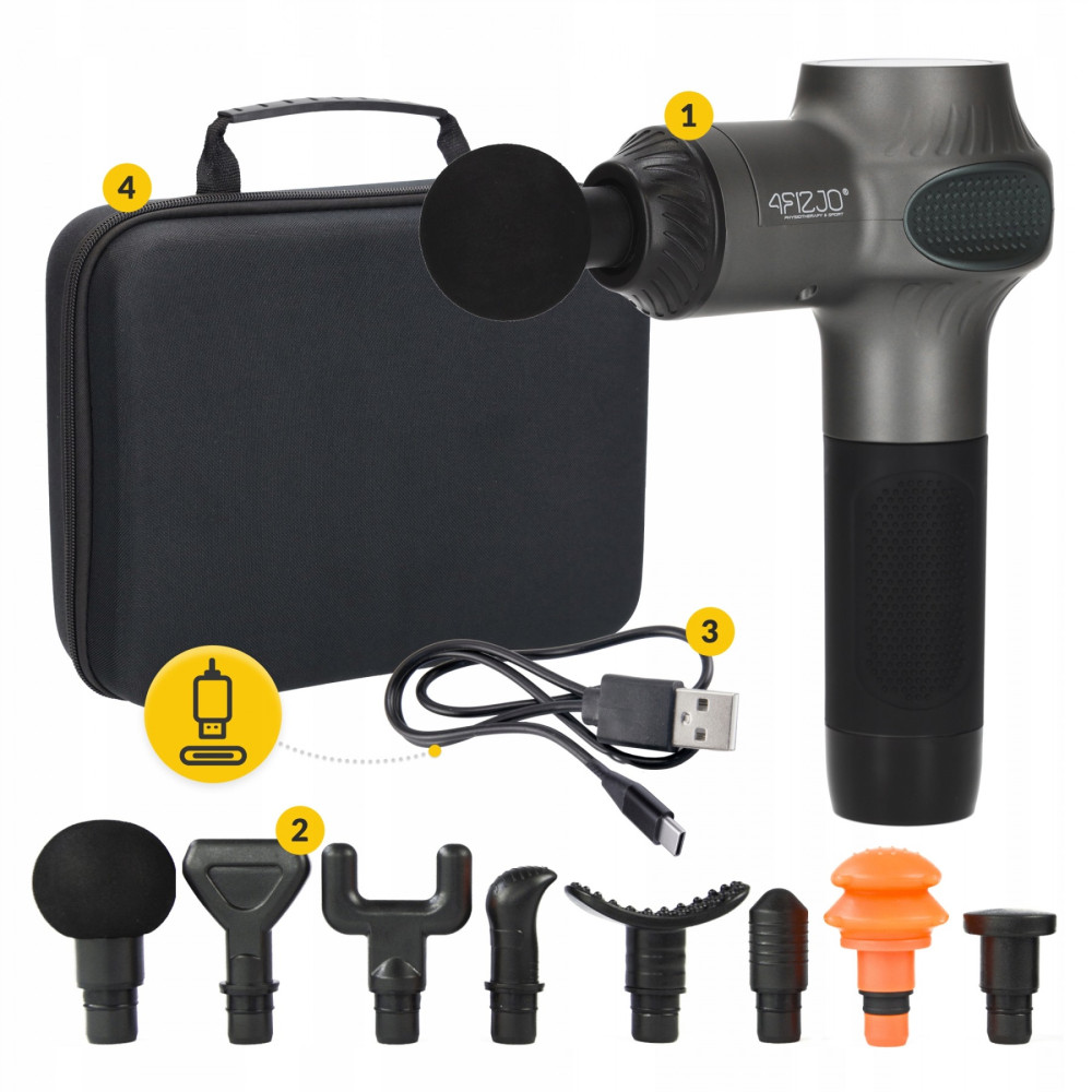 Ручний перкусійний масажер 4FIZJO Massage Gun Active 30 Вт (масажний пістолет) 4FJ0592 (P-5907739319937)
