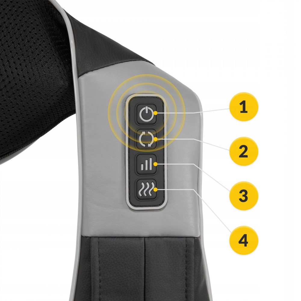 Накидка-масажер 4FIZJO Shiatsu Ultra+ для шиї та спини, акумуляторна 4FJ0611 Black/Grey (P-5907739319098)
