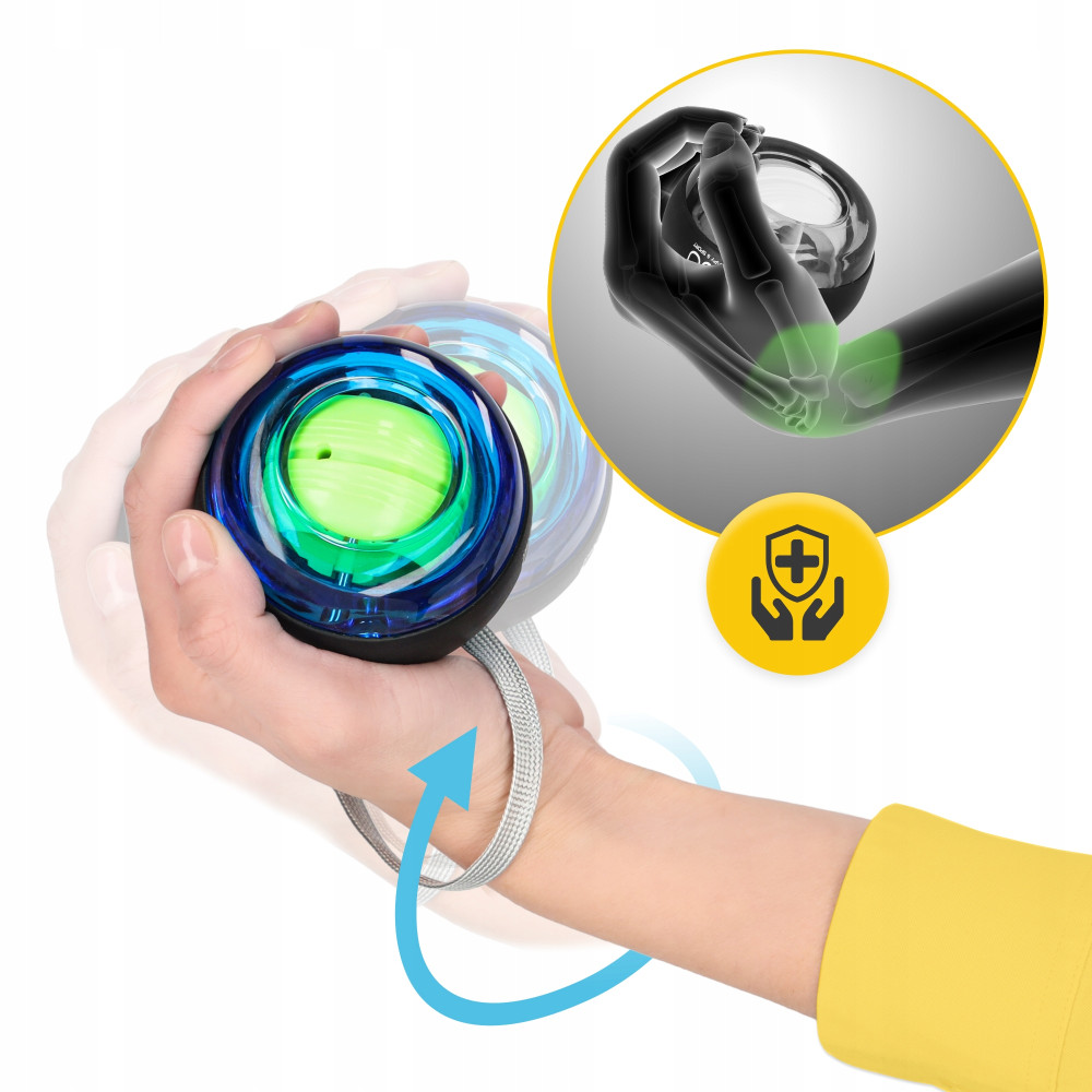 Тренажер для кисті та зап'ятстя 4FIZJO Power Ball гіроскопічний Blue/Yellow (P-5905973402224)