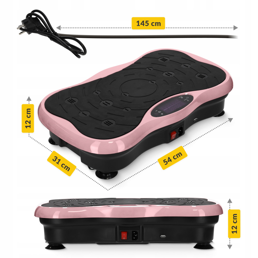 Віброплатформа для тренувань 4FIZJO Ultra+ з пультом та еспандерами Black/Pink (P-5905973402880)
