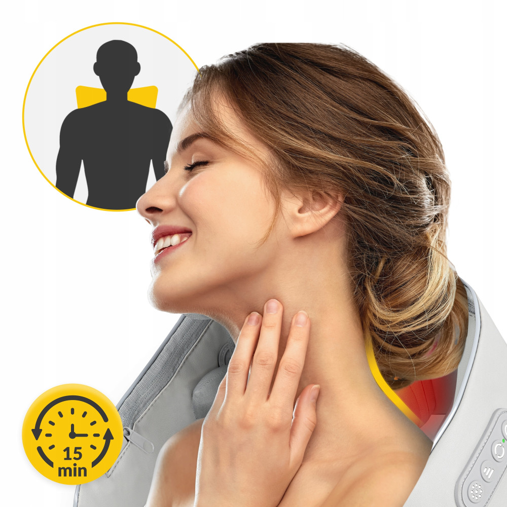 Накидка-масажер 4FIZJO Shiatsu Evo+ для шиї та спини, акумуляторний Grey (P-5905973404150)