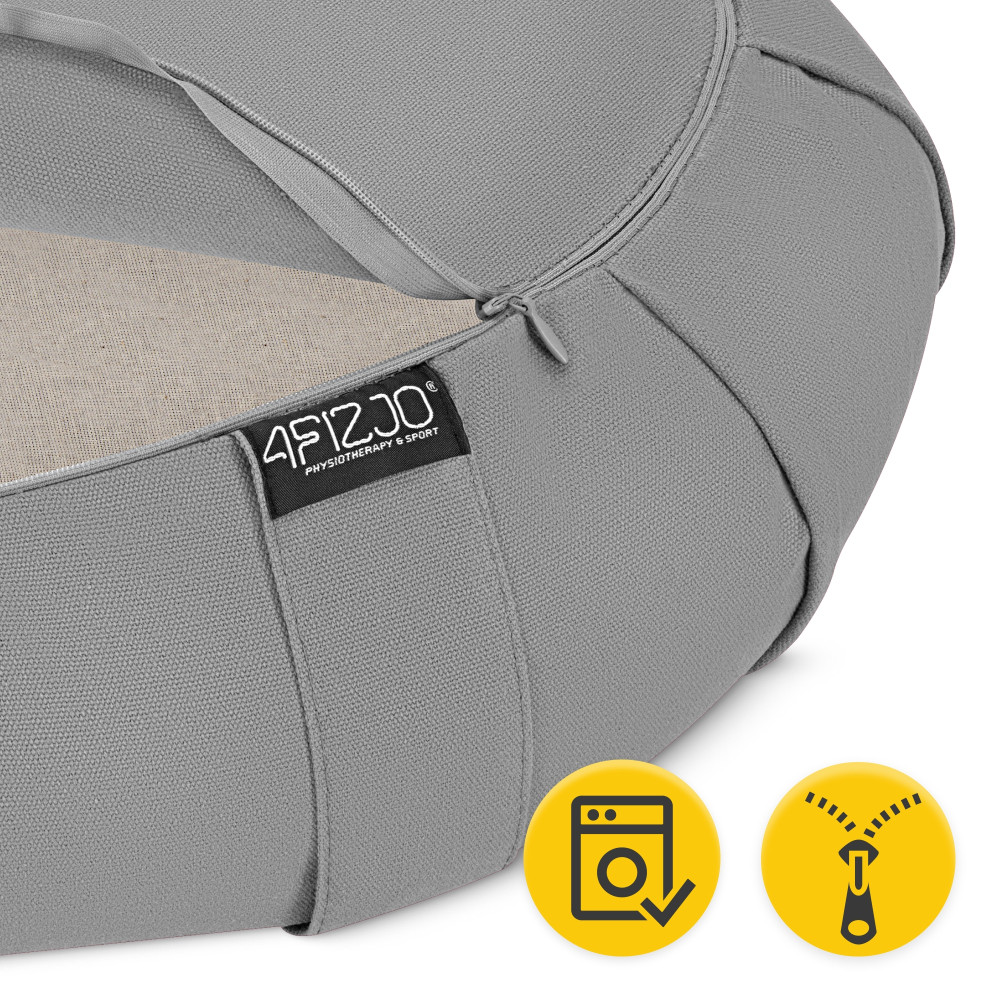 Подушка для йоги и медитации 4FIZJO Zafu полукруглая 40 x 30 x 12 см Grey (P-5907739315502)