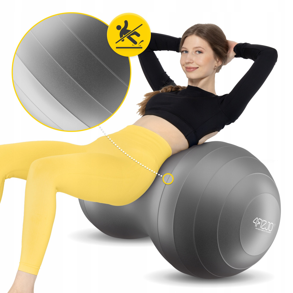 Мяч для фитнеса (арахис) 4FIZJO Air Ball Peanut 45 x 90 см Anti-Burst Grey (P-5905973407175)
