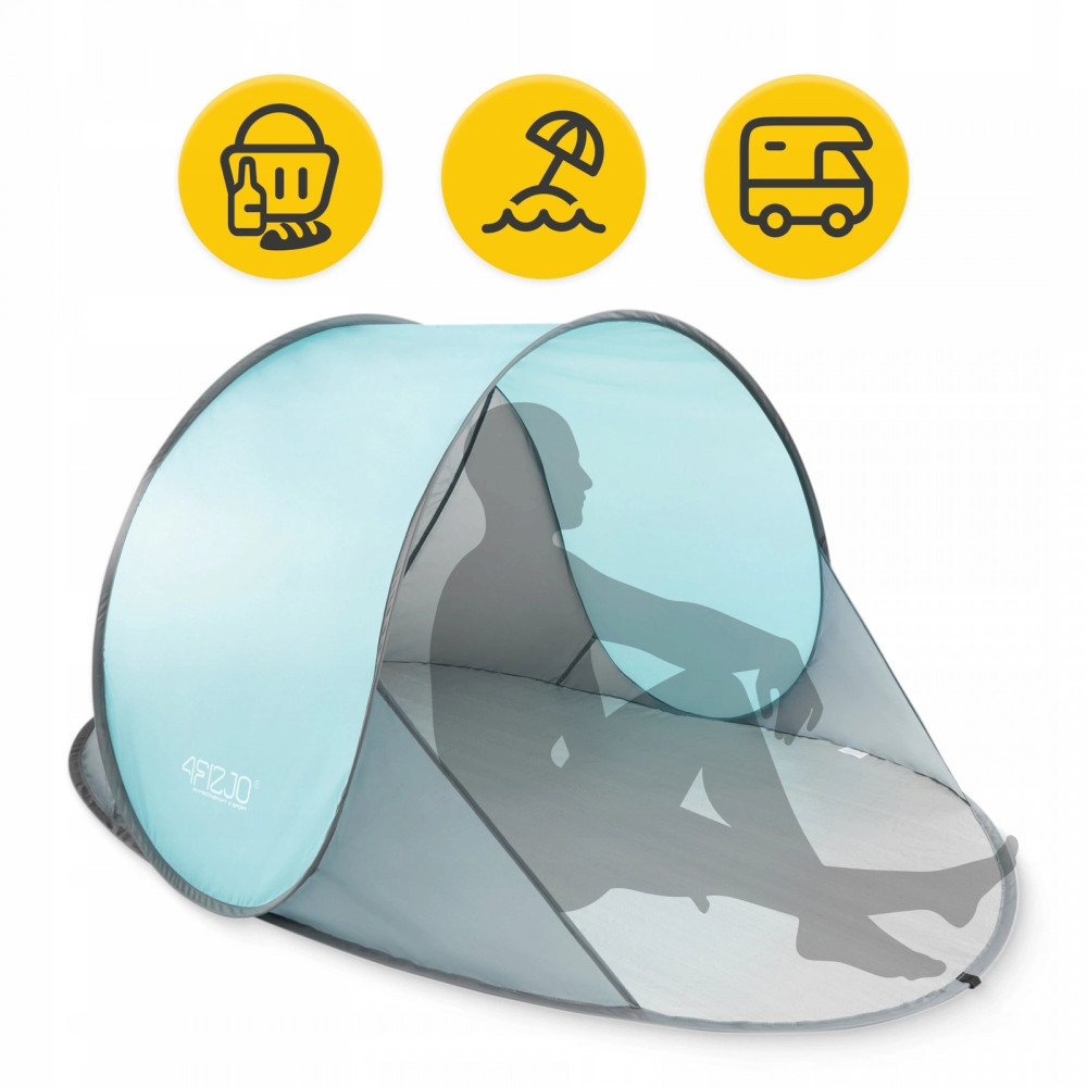 Палатка пляжная 4FIZJO Pop-Up 195 x 120 см самораскладывающийся Grey/Mint (P-5905973401432)