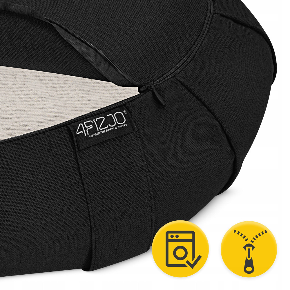 Подушка для йоги та медитації 4FIZJO Zafu напівкругла 40 x 30 x 12 см Black (P-5907739315519)