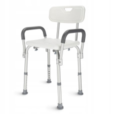 Кресло 4FIZJO для ванной и душа, регулируемое, со спинкой и подлокотниками White/Grey (P-5905973403405)