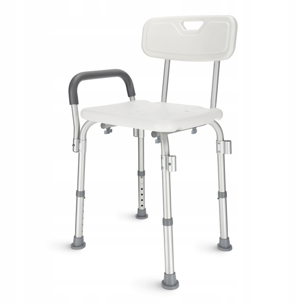 Кресло 4FIZJO для ванной и душа, регулируемое, со спинкой и подлокотниками White/Grey (P-5905973403405)