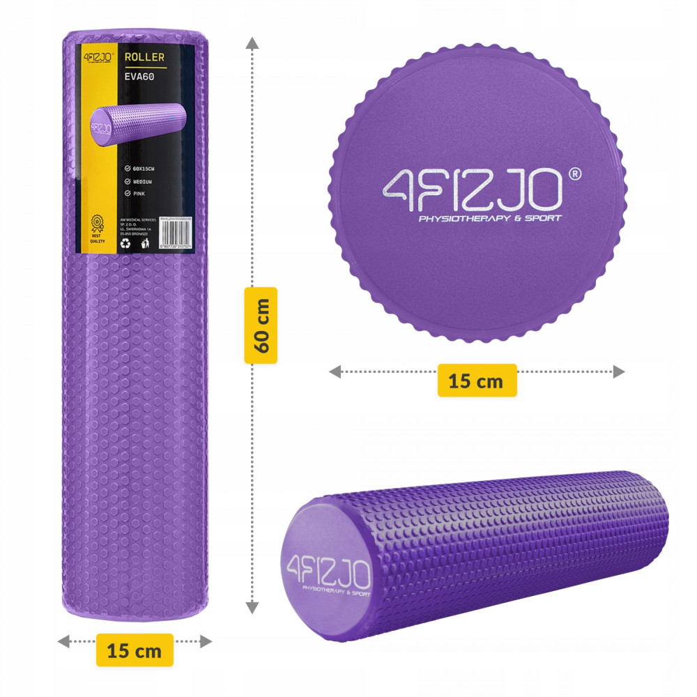 Масажний ролик 4FIZJO CARE+ EVA 60 x 15 см (валик, роллер) 4FJ0522 Purple (P-5907739314390)