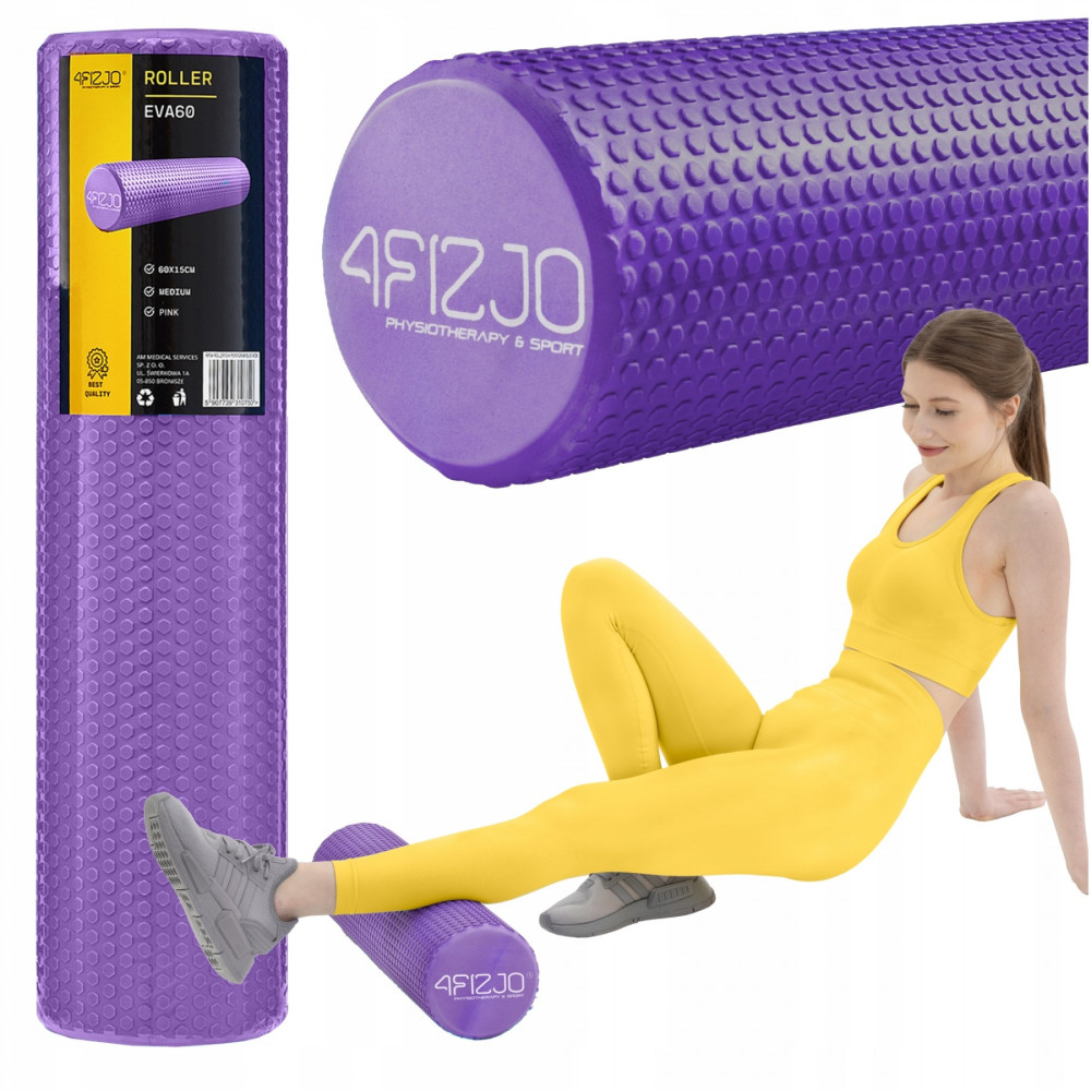 Масажний ролик 4FIZJO CARE+ EVA 60 x 15 см (валик, роллер) 4FJ0522 Purple (P-5907739314390)