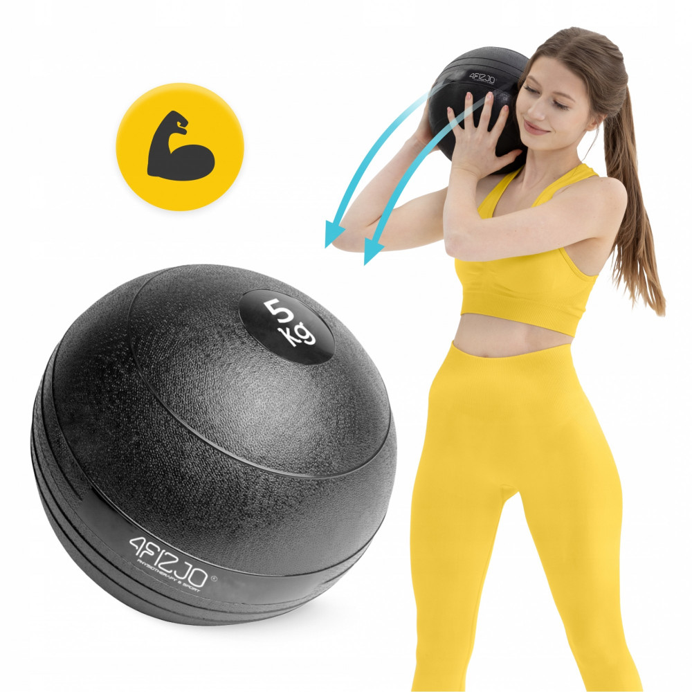 Слембол (медичний м'яч) для кросфіту 4FIZJO Slam Ball 5 кг Black (P-5907739315427)